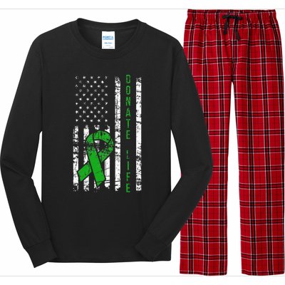 Distressed Donate Life USA Flag Organ Kidney Donor Ribbon Long Sleeve Pajama Set