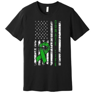 Distressed Donate Life USA Flag Organ Kidney Donor Ribbon Premium T-Shirt