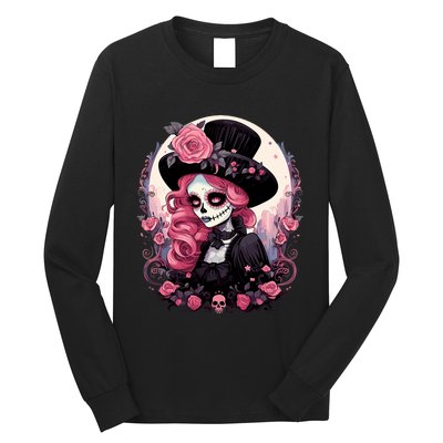 Dia De Los Muertos La Catrina Day Of The Dead Design Gift Long Sleeve Shirt