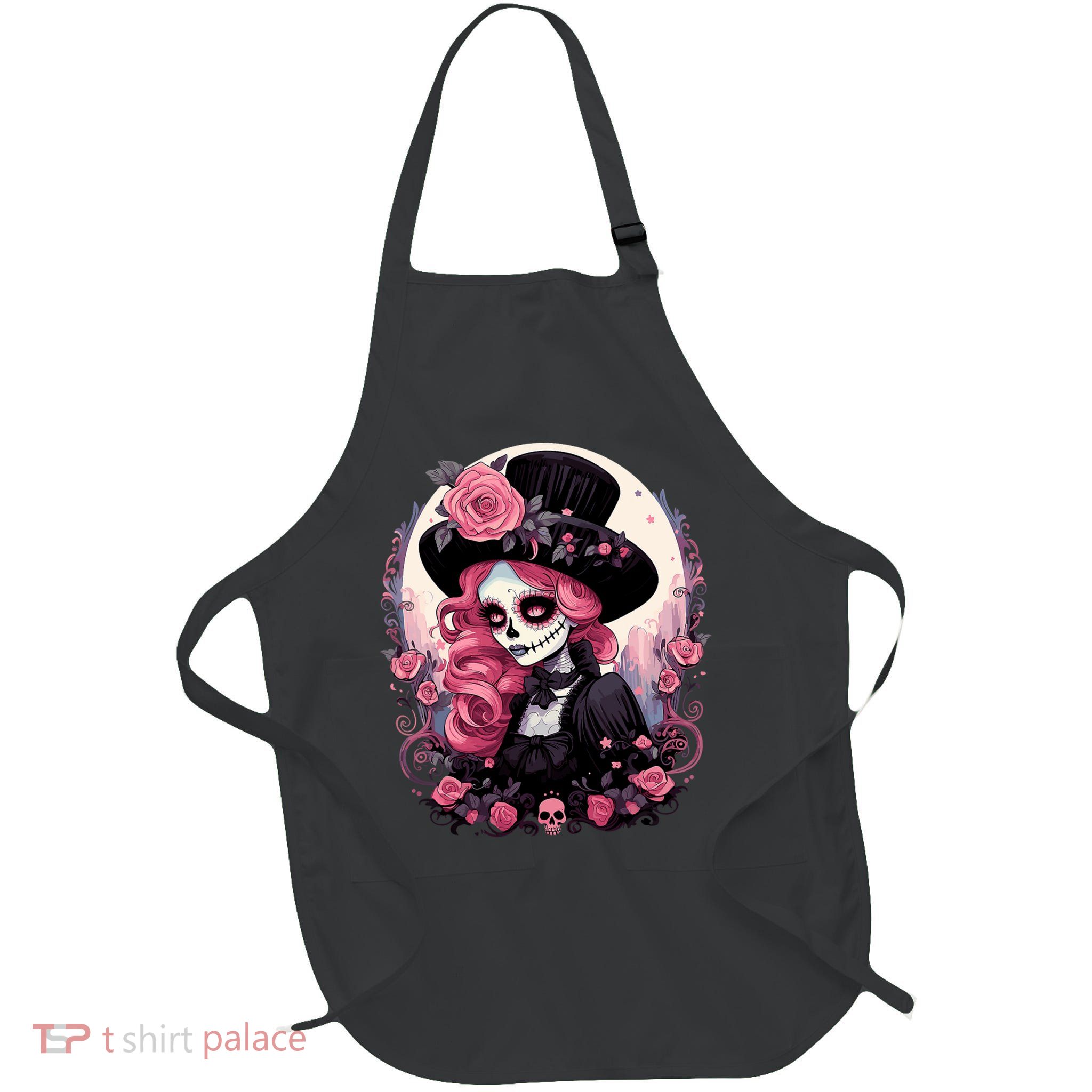 Dia De Los Muertos La Catrina Day Of The Dead Design Gift Full-Length Apron With Pockets