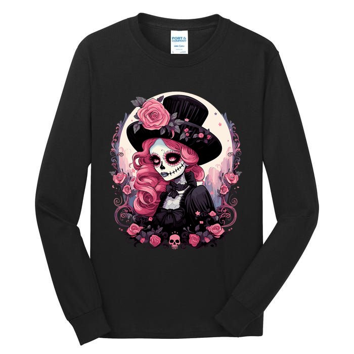 Dia De Los Muertos La Catrina Day Of The Dead Design Gift Tall Long Sleeve T-Shirt