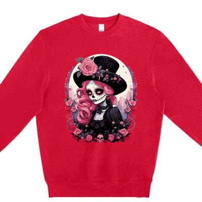 Dia De Los Muertos La Catrina Day Of The Dead Design Gift Premium Crewneck Sweatshirt