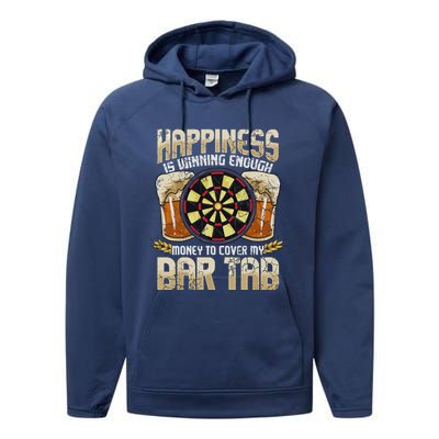 Darts Dart League Team Bar Tab Funny Humor Sayings Quotes Performance Fleece Hoodie