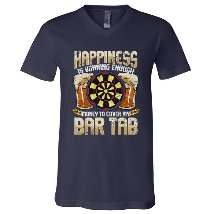 Darts Dart League Team Bar Tab Funny Humor Sayings Quotes V-Neck T-Shirt