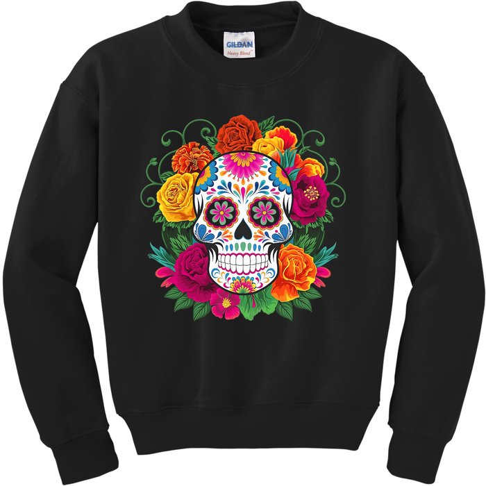 Dia De Los Muertos Costume Day Of The Dead Sugar Skull Kids Sweatshirt