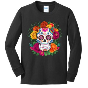 Dia De Los Muertos Costume Day Of The Dead Sugar Skull Kids Long Sleeve Shirt