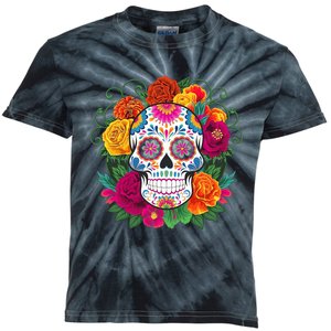 Dia De Los Muertos Costume Day Of The Dead Sugar Skull Kids Tie-Dye T-Shirt