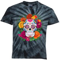 Dia De Los Muertos Costume Day Of The Dead Sugar Skull Kids Tie-Dye T-Shirt