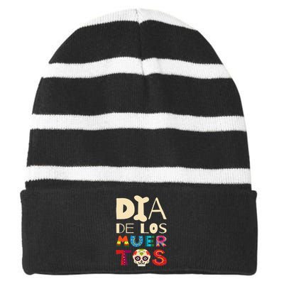 Dia de los Muertos Striped Beanie with Solid Band