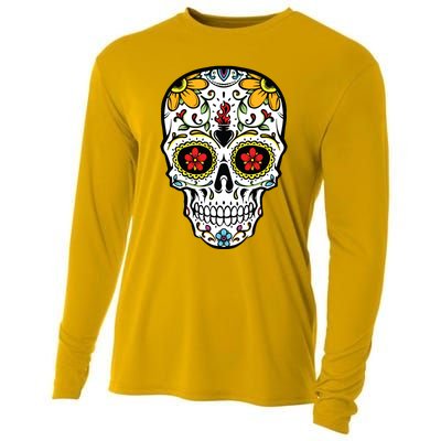 Dia De Los Muertos Costume Sugar Skull Cooling Performance Long Sleeve Crew