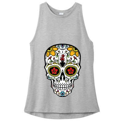 Dia De Los Muertos Costume Sugar Skull Ladies PosiCharge Tri-Blend Wicking Tank