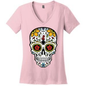 Dia De Los Muertos Costume Sugar Skull Women's V-Neck T-Shirt