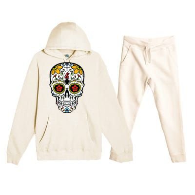 Dia De Los Muertos Costume Sugar Skull Premium Hooded Sweatsuit Set