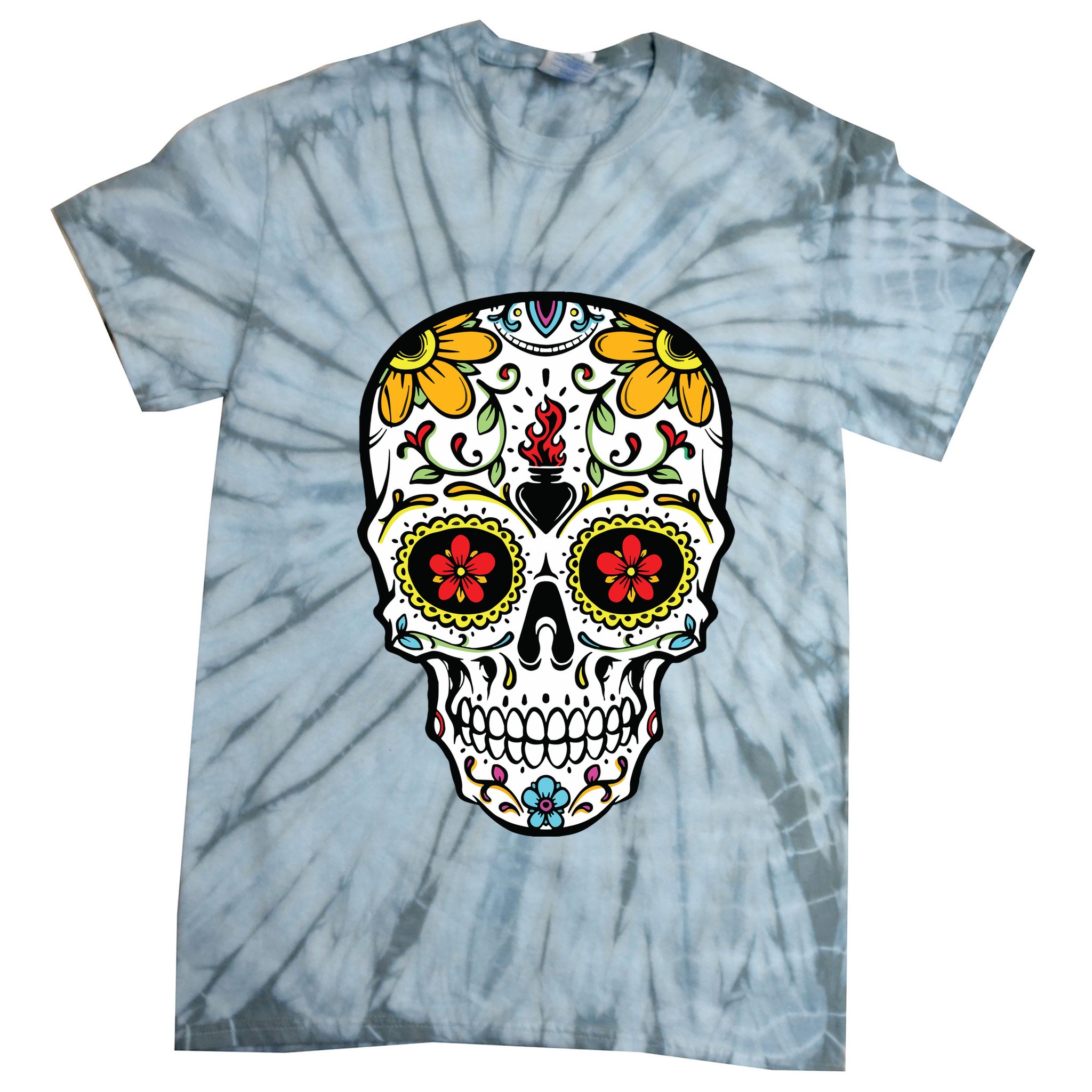 Dia De Los Muertos Costume Sugar Skull Tie-Dye T-Shirt