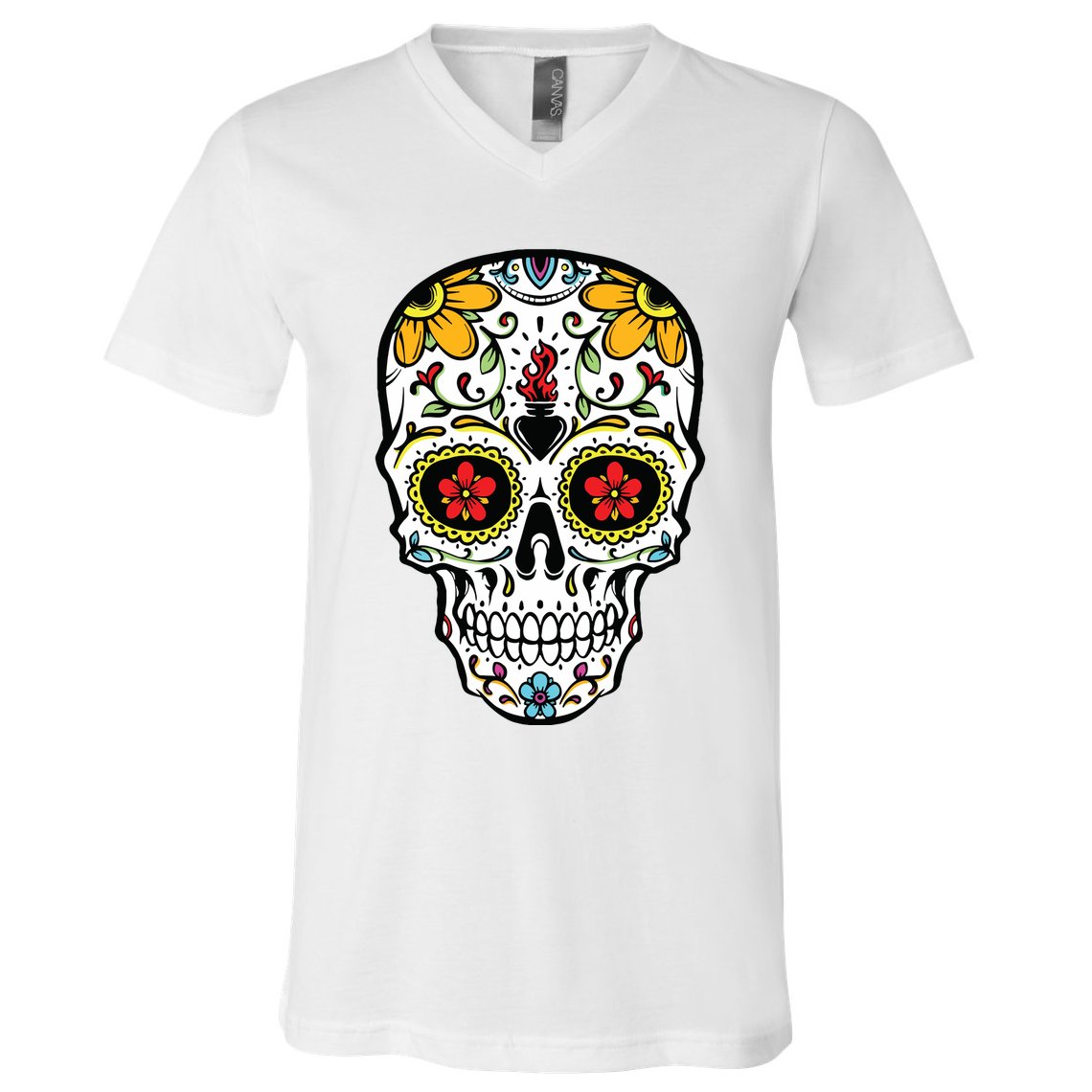 Dia De Los Muertos Costume Sugar Skull V-Neck T-Shirt