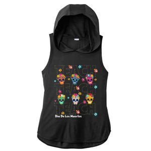 Dia De Los Muertos Day Of The Dead Sugar Skull Teacher Ladies PosiCharge Tri-Blend Wicking Draft Hoodie Tank