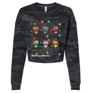 Dia De Los Muertos Day Of The Dead Sugar Skull Teacher Cropped Pullover Crew