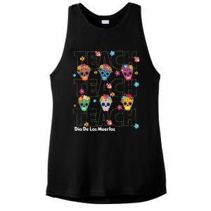 Dia De Los Muertos Day Of The Dead Sugar Skull Teacher Ladies PosiCharge Tri-Blend Wicking Tank