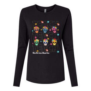 Dia De Los Muertos Day Of The Dead Sugar Skull Teacher Womens Cotton Relaxed Long Sleeve T-Shirt