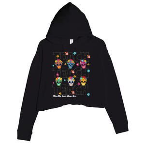 Dia De Los Muertos Day Of The Dead Sugar Skull Teacher Crop Fleece Hoodie