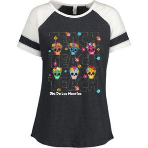 Dia De Los Muertos Day Of The Dead Sugar Skull Teacher Enza Ladies Jersey Colorblock Tee