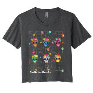 Dia De Los Muertos Day Of The Dead Sugar Skull Teacher Women's Crop Top Tee