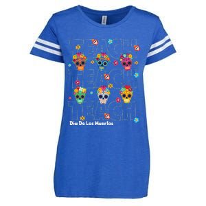 Dia De Los Muertos Day Of The Dead Sugar Skull Teacher Enza Ladies Jersey Football T-Shirt