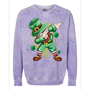 Dab Dabbing Leprechaun Shamrock Irish Saint Patricks Day Cool Gift Colorblast Crewneck Sweatshirt