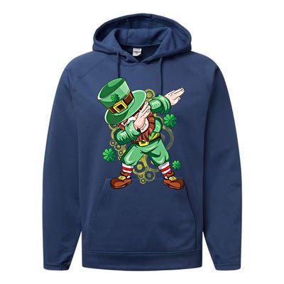 Dab Dabbing Leprechaun Shamrock Irish Saint Patricks Day Cool Gift Performance Fleece Hoodie