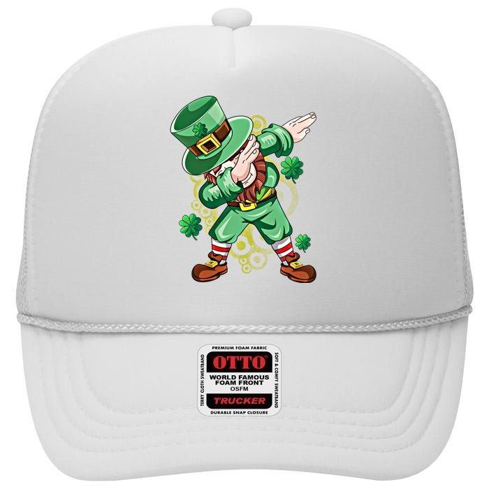 Dab Dabbing Leprechaun Shamrock Irish Saint Patricks Day Cool Gift High Crown Mesh Back Trucker Hat