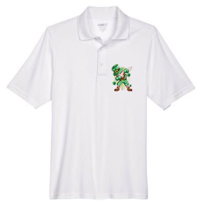 Dab Dabbing Leprechaun Shamrock Irish Saint Patricks Day Cool Gift Men's Origin Performance Piqué Polo