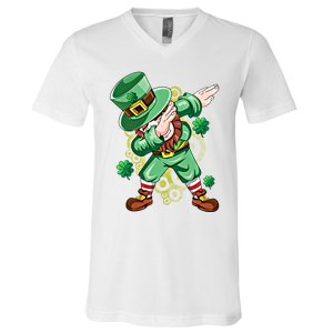 Dab Dabbing Leprechaun Shamrock Irish Saint Patricks Day Cool Gift V-Neck T-Shirt