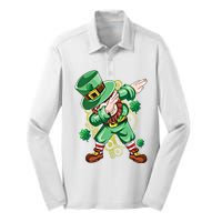 Dab Dabbing Leprechaun Shamrock Irish Saint Patricks Day Cool Gift Silk Touch Performance Long Sleeve Polo