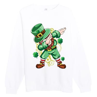 Dab Dabbing Leprechaun Shamrock Irish Saint Patricks Day Cool Gift Premium Crewneck Sweatshirt