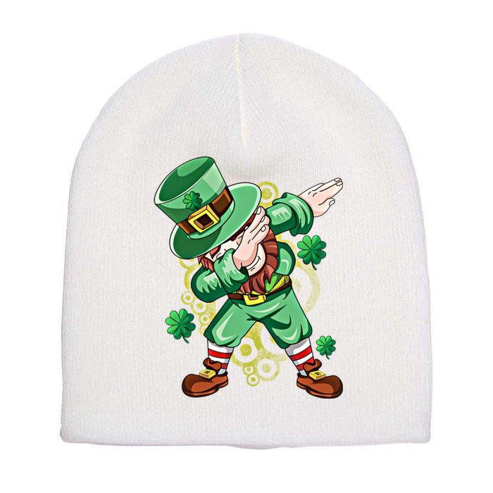 Dab Dabbing Leprechaun Shamrock Irish Saint Patricks Day Cool Gift Short Acrylic Beanie