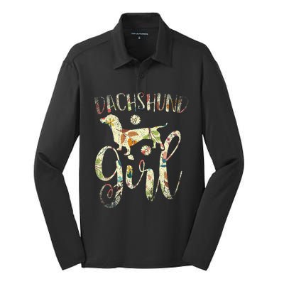 Dachshund Dog Lover  Gift Vintage Dachshund Silk Touch Performance Long Sleeve Polo