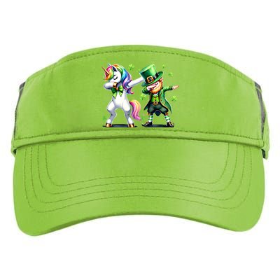 Dabbing Duo Leprechaun And Unicorn St PaddyS Meaningful Gift Adult Drive Performance Visor