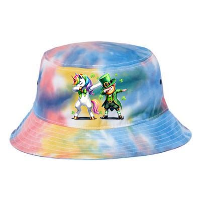 Dabbing Duo Leprechaun And Unicorn St PaddyS Meaningful Gift Tie Dye Newport Bucket Hat