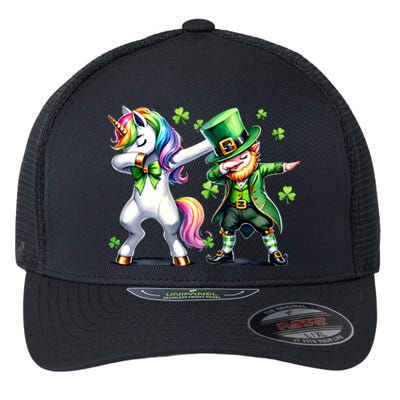 Dabbing Duo Leprechaun And Unicorn St PaddyS Meaningful Gift Flexfit Unipanel Trucker Cap