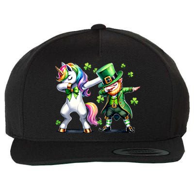 Dabbing Duo Leprechaun And Unicorn St PaddyS Meaningful Gift Wool Snapback Cap