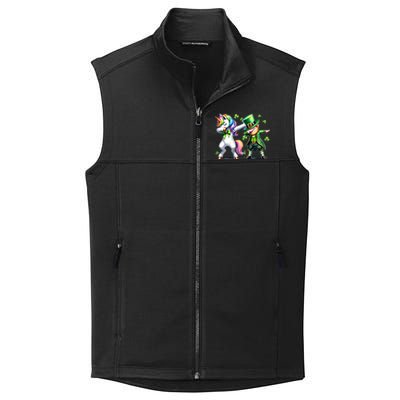 Dabbing Duo Leprechaun And Unicorn St PaddyS Meaningful Gift Collective Smooth Fleece Vest