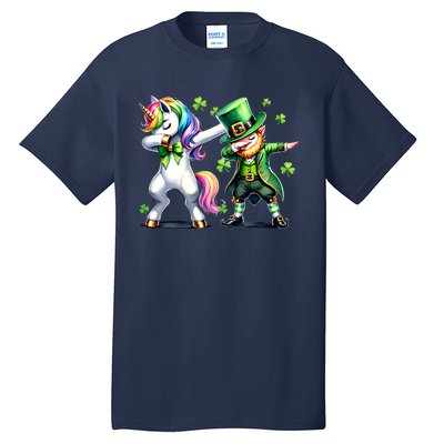 Dabbing Duo Leprechaun And Unicorn St PaddyS Meaningful Gift Tall T-Shirt