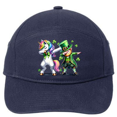 Dabbing Duo Leprechaun And Unicorn St PaddyS Meaningful Gift 7-Panel Snapback Hat