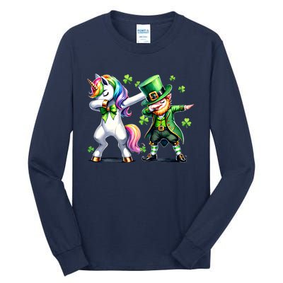 Dabbing Duo Leprechaun And Unicorn St PaddyS Meaningful Gift Tall Long Sleeve T-Shirt