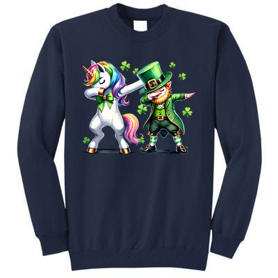 Dabbing Duo Leprechaun And Unicorn St PaddyS Meaningful Gift Tall Sweatshirt