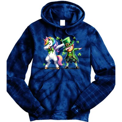 Dabbing Duo Leprechaun And Unicorn St PaddyS Meaningful Gift Tie Dye Hoodie