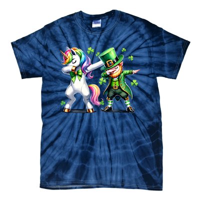 Dabbing Duo Leprechaun And Unicorn St PaddyS Meaningful Gift Tie-Dye T-Shirt