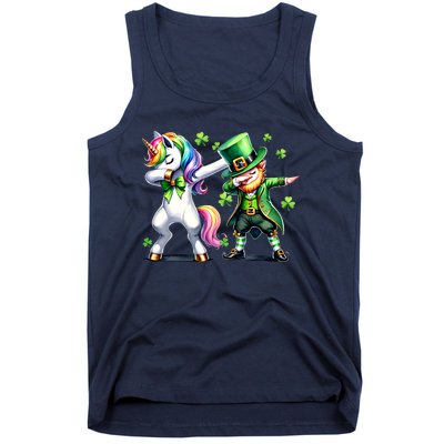 Dabbing Duo Leprechaun And Unicorn St PaddyS Meaningful Gift Tank Top