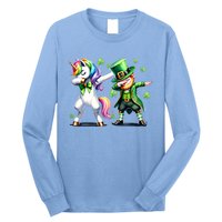 Dabbing Duo Leprechaun And Unicorn St PaddyS Meaningful Gift Long Sleeve Shirt