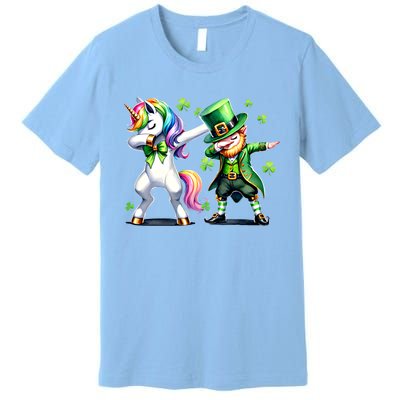 Dabbing Duo Leprechaun And Unicorn St PaddyS Meaningful Gift Premium T-Shirt